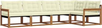 vidaXL Conjunto De Sof&aacute;s De Exterior 5 Uds. Natural Y Crema Vidaxl