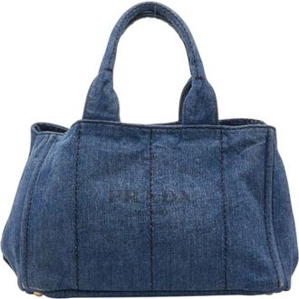 Prada Avio Denim Handbag Tote Bag (Pre-Owned)