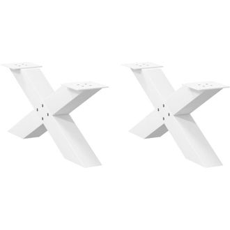 vidaXL Vidaxl - Patas Para Mesa De Centro En Forma De X (2 Unidades), Color Blanco, 70 X (30-31) Cm, Acero