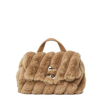 Zanellato Plush Faux Fur Diagonally Ribbed Shoulder Bag