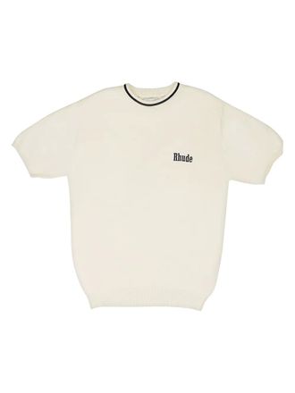 Rhude logo-detail ribbed-knit T-shirt - men - Fabric - S - Neutrals