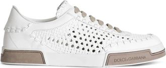 Dolce & Gabbana Witte Sneakers met Veters en Rubberen Zool - Heren - Sneakers - Wit - 40 EU - Leer - Schoenen
