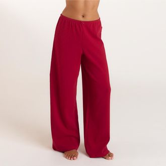 Lounge Christmas Cottage pointelle pyjamabroek - Rood - XXL