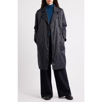 Eileen Fisher High Collar Padded Longline Coat in Black at Nordstrom, Size Xx-Small