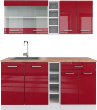 Vicco Cocina Vers&aacute;til R-line, Burdeos Brillo Intenso/blanco, 160 Cm, Et Roble, Vicco