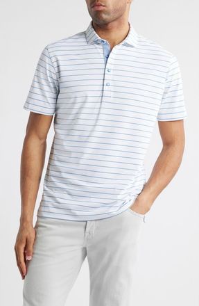 Johnnie-O Kerwin Stripe PREP-FORMANCE Golf Polo in White Tide at Nordstrom, Size Xx-Large