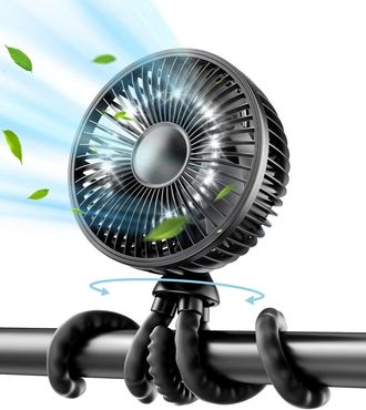 No Brand Ventilador Para Cochecito De Beb&eacute;, Ventilador Oscilante De 4000 Mah Con Luz, Ventilador De Escritorio Port&aacute;til A Pilas De 4 Velocidades, Tr&iacute;pode Flexi
