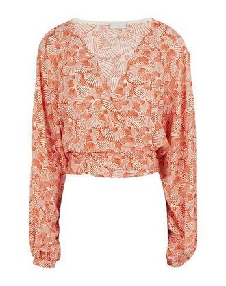 8 by YOOX PRINTED VISCOSE FRONT KNOT CROP TOP