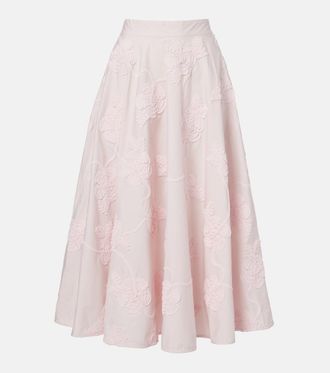 Rotate Gonna midi Berty in cotone con ricamo