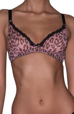 Fleur du Mal Fuller Printed Underwire Sheer Tulle Demi Bra in Leopard Print at Nordstrom Rack, Size 40 Dd