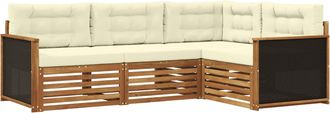 vidaXL Conjunto De Sof&aacute;s De Exterior 4 Uds. Natural Y Crema Poli&eacute;ster Vidaxl