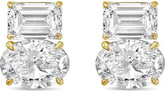 Diana M. Jewels 14kt yellow gold 7.00 cts emerald and oval diamond earrings