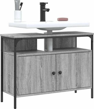 vidaXL Mobile Lavabo Bagno Grigio Sonoma 80x30x60 cm Legno Multistrato - Vidaxl