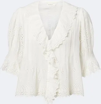 D&ocirc;en D&ocirc;en Henri broderie anglaise ruffled cotton blouse