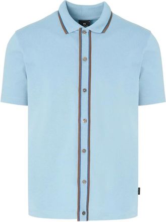 Paul Smith Short Sleeve Shirts, male, Blue, 2XL, PS Button Thru Polo