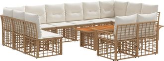 vidaXL Conjunto De Sof&aacute;s De Jard&iacute;n 13 Uds. Natural Y Crema Vidaxl