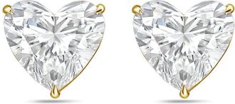 Diana M. Jewels 14Kt Yellow Gold 2.50 cts Lab Grown Heart shaped Diamond Studs