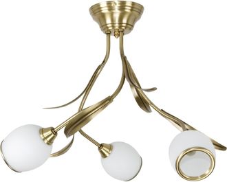 OEM L&aacute;mpara De Techo Con P&aacute;tina, Pantalla De Cristal, Estructura Blanca, Markos Blanco 152b