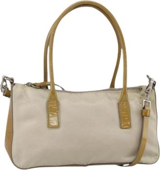 Prada Pre-owned Vintage Nylon Handtas - Dames - Vintage Schoudertas - Beige - ONE Size - Nylon - Vintage