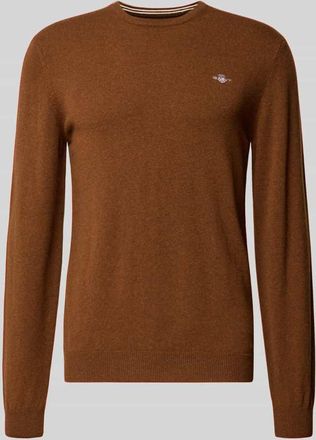 GANT Strickpullover aus reiner Lammwolle mit gerippten Abschlüssen in Schoko, Größe XXL