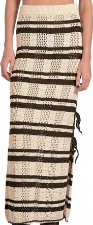 Elan Crochet Lined Skirt In Black Striped