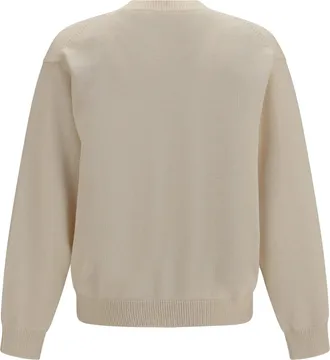 Kenzo Mens Paris Emblem Embroidered Wool And Cotton Sweater Off White
