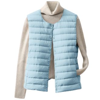Generic Lightweight Quilted Gilets for Women Padded Womens Down Gilet Women Ladies Puffer Vest Women Bodywarmers Sleeveless Puffa Jacket for Women Thermal Wai
