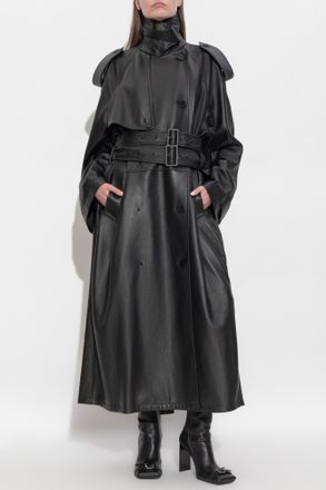 Balenciaga Lambskin Trench Coat, Womens, Black