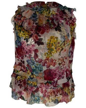Dolce & Gabbana Ruffled Floral Blouse Top, Size Eu 38 (Authentic Pre-Loved)