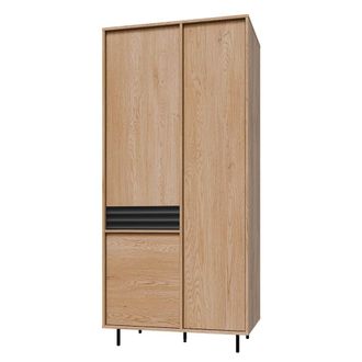 Petits Meubles Armario 3 puertas paneles laminados madera y negro