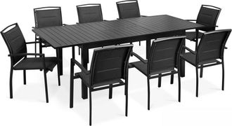 Oviala Sala de jard&iacute;n de 8 plazas de aluminio con mesa extensible