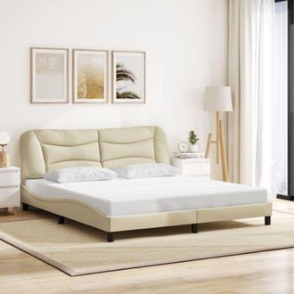 vidaXL Cama Sin Colch&oacute;n Tela Color Crema 180x200 Cm Vidaxl