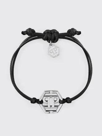 Philipp Plein Friendship Bracelet in Cotton and Steel with Hexagon Logo