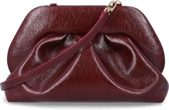 Themoir&egrave; Gathered Ruched Burgundy Clutch Bag with Gold-tone Hardware