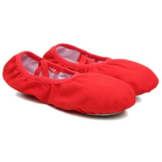 SOLUSTRE Red Soft Sole Ballet Shoes for Women Stretch Belt Ballet Dance Slippers with Anti-Slip Sole Lightweight Breathable Practice Shoes for Yoga Jazz Folk M