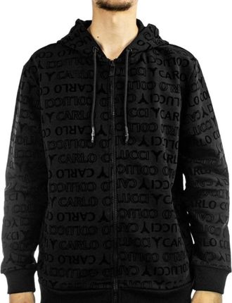 Carlo Colucci Zwart Heren Hooded Vest - Heren - Vesten met rits - Zwart - S - Katoen - Hoodies & sweatvesten
