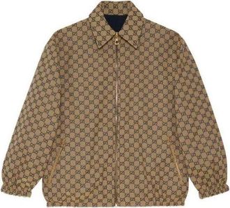 Gucci GG Polyester Reversible Jacket Blue Beige 694163-ZAI6D-4330