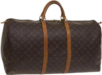 Louis Vuitton Tweedehands Canvas Louis Vuitton tassen - Dames - Vintage Weekendtas - Bruin - ONE Size - Leer - Vintage