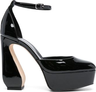Sergio Rossi SI Rossi 85mm ankle-strap pumps - women - Calf Leather/Kid Leather/Rubber/Leather - 38.5 - Black