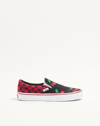 Valentino Garavani Valentino Garavani and Vans Slip-On Fabric Trainer with Maxi Cherryfic Print and VLogo Checkerboard Print Wo