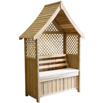 Zest Zest - Norfolk Arbour Wooden Garden Seat & Storage Box & Stone Seat Pad Cushion