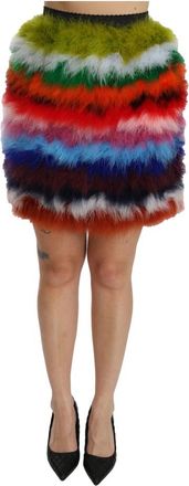 Dolce & Gabbana Rok met hoge taille en veren - Dames - Korte rokken - Veelkleurig - 2XS - Rokken