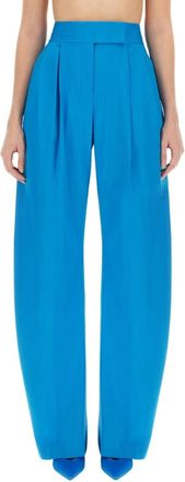 The Attico Trendy Lange Broek met Wijde Pijpen - Dames - Wijde Broeken - Blauw - M - Katoen - Broeken