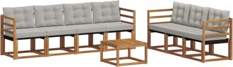 vidaXL Conjunto De Sof&aacute;s De Exterior 8 Uds. Gris Natural Y Claro Vidaxl