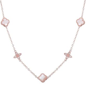 Adornia Adornia 14K Rose Gold Plated Cz Clover Station Necklace