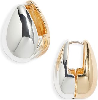 Nordstrom Polished Teardrop Huggie Earrings in Silver- Gold at Nordstrom