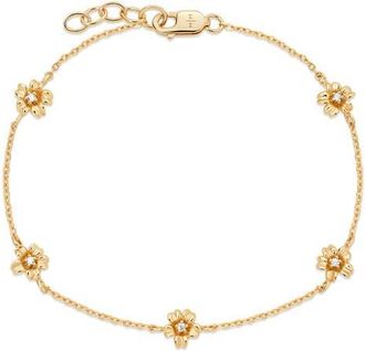 Made by Mary Cubic Zirconia Birthstone Flower Station Bracelet in Gold March at Nordstrom, Size 7