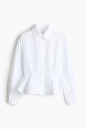 H&M Popelinebluse mit Peplum - Weiss