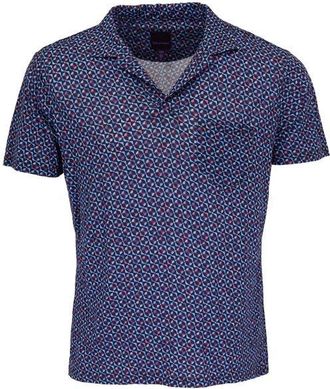 Lords of Harlech Bobby Merino Wool Johnny Collar Polo in City Geo Plum at Nordstrom, Size Xx-Large