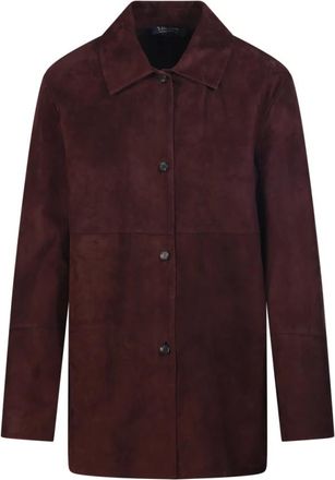 Max Mara Jassen, Dames, Bruin, XS, Leer, Gocce Leren Shirt